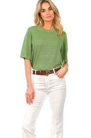ba&sh |  Linen sweater Dakota | green  | Picture 4