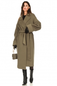 Notes Du Nord |  Wool coat with belt Elisa | pistache   | Picture 2