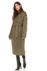 Notes Du Nord |  Wool coat with belt Elisa | pistache   | Picture 5