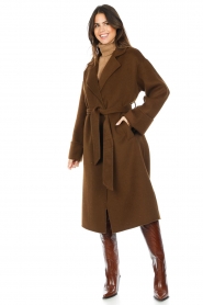 Notes Du Nord |  Wool coat with belt Elisa | brown   | Picture 4
