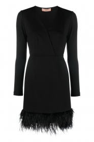 Twinset |  Fitted dress with feathers Mila | black  | Picture 1