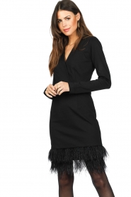 Twinset |  Fitted dress with feathers Mila | black  | Picture 4