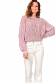 American Vintage :  Knitted cotton sweater Faf | Lilac  - img4