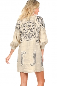 Greek Archaic Kori |  Dress with paisley print Pearl | white  | Picture 6