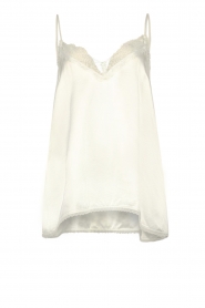  Satin top with lace Kiloe | off white
