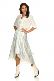 IRO | Skirt with lurex stripes Dori | metallic white  | Picture 2