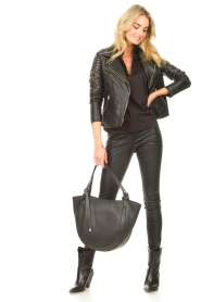 Ibana |  Leather stretch pants Passion | black  | Picture 3
