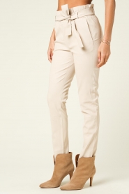 Dante 6 |  Stretch leather paperbag pants Duran | natural  | Picture 5