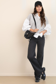 Lois Jeans |  Mid waist wide leg jeans Palazzo L32 | black | Picture 2