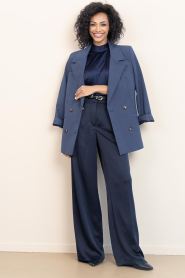 Dante6 |  Satin trousers Jules | dark blue | Picture 2