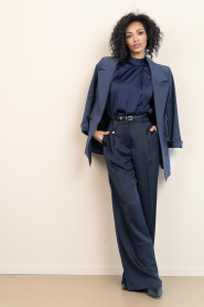 Dante6 |  Satin trousers Jules | dark blue | Picture 3