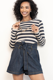 Dante6 |  Denim short with belt Slater | blue | Picture 6