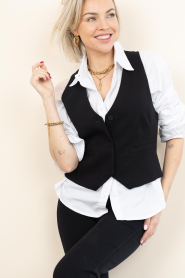 Copenhagen Muse |  Waistcoat with V-neck Tailor | black | Picture 5