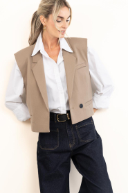 Copenhagen Muse :  Waistcoat with lapel collar Tailor | beige - img2