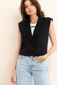 Copenhagen Muse |  Waistcoat with lapel collar Tailor | black | Picture 4