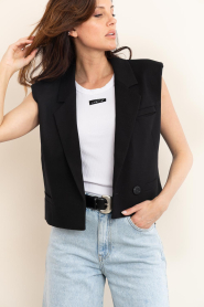 Copenhagen Muse |  Waistcoat with lapel collar Tailor | black | Picture 6