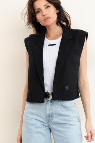 Copenhagen Muse |  Waistcoat with lapel collar Tailor | black | Picture 7
