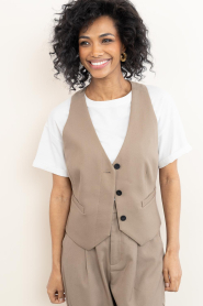 Copenhagen Muse |  Waistcoat with V-neck Tailor | beige | Picture 2