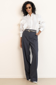 Copenhagen Muse |  High waist wide leg trousers Tailor | grey | Picture 4