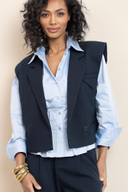 Copenhagen Muse |  Waistcoat with lapel collar Tailor | dark blue | Picture 2