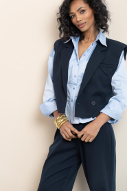 Copenhagen Muse |  Waistcoat with lapel collar Tailor | dark blue | Picture 5