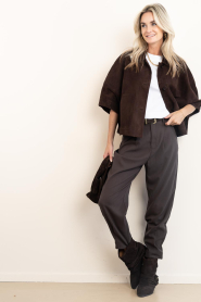 Copenhagen Muse :  High waist barrel trousers Tailor | dark brown - img8