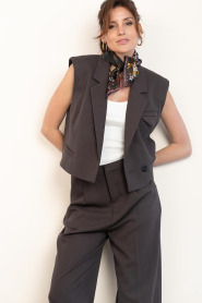 Copenhagen Muse |  Gilet with lapel collar Tailor | darkbrown | Picture 5