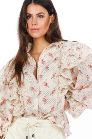 Notes Du Nord |  Ruffle blouse with print Filippa | natural  | Picture 10