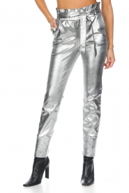 Dante 6 :  Stretch leather paperbag pants Duran | silver - img4