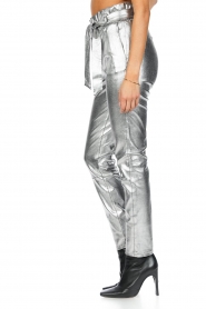 Dante 6 |  Stretch leather paperbag pants Duran | silver  | Picture 6