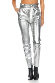 Dante 6 :  Stretch leather paperbag pants Duran | silver - img5