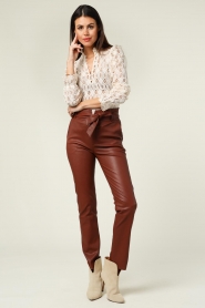 Dante 6 |  Stretch leather paperbag pants Carrey | brown  | Picture 3