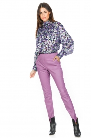 Ibana |  Stretch leather pants Colette | purple   | Picture 2