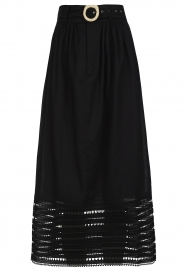 Magali Pascal |  Midi skirt with broderie anglaise Mersej | black  | Picture 1