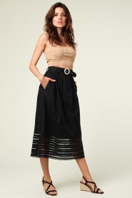 Magali Pascal |  Midi skirt with broderie anglaise Mersej | black  | Picture 6
