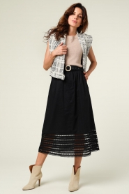 Magali Pascal |  Midi skirt with broderie anglaise Mersej | black  | Picture 3
