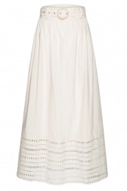 Magali Pascal |  Midi skirt with broderie anglaise Mersej | natural