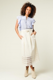 Magali Pascal |  Midi skirt with broderie anglaise Mersej | natural  | Picture 5