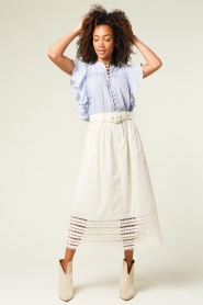 Magali Pascal |  Midi skirt with broderie anglaise Mersej | natural  | Picture 6