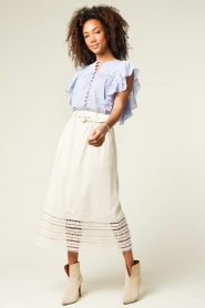 Magali Pascal |  Midi skirt with broderie anglaise Mersej | natural  | Picture 7