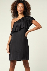 Kocca |  One-shoulder dress lanill | black   | Picture 6
