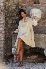 Mes Demoiselles |  Dress with ruffles and detailed neckline Noma | natural  | Picture 2