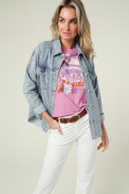 Liu Jo |  Denim jacket with rhinestones Lana | blue  | Picture 2