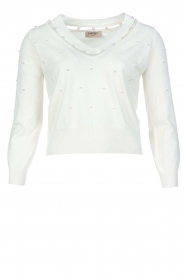 Twinset |  Fine knitted sweater with pearl details Milano | natural  | Picture 1