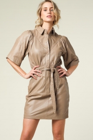 Ibana |  Leather dress Daisy | taupe  | Picture 5