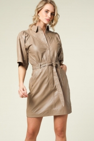 Ibana |  Leather dress Daisy | taupe  | Picture 7