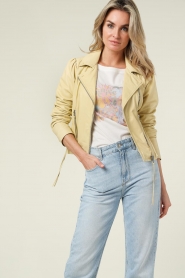Ibana |  Leather biker jacket Brenna | yellow  | Picture 2