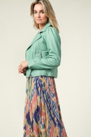 Ibana |  Leather biker jacket Brenna | green  | Picture 7