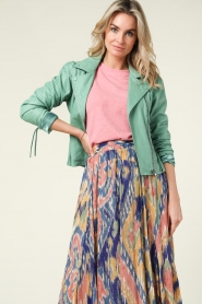 Ibana |  Leather biker jacket Brenna | green  | Picture 2