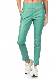 Ibana |  Stretch leather pants Colette | green  | Picture 4
